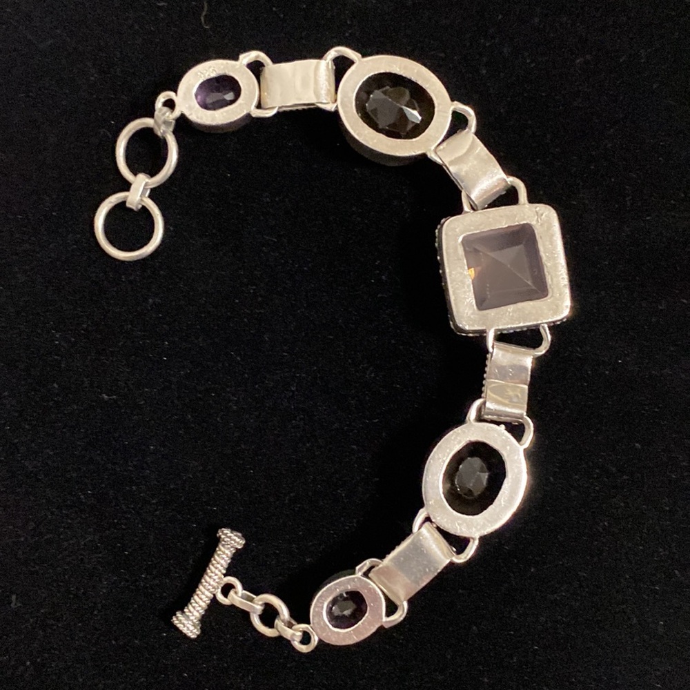 *SOLD*STERLING SILVER BOLD MULTI GEMSTONE LINK BRACELET - Picture 6 of 10